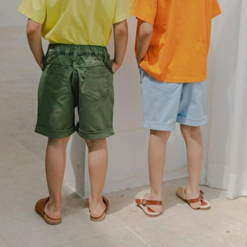 【新作10%OFF】ロールヘムショートパンツ u03747・キッズ 【3~8才】【pt】【韓国 ファッション ボトムス パンツ 
