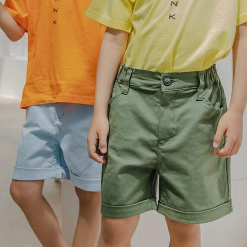 【新作10%OFF】ロールヘムショートパンツ u03747・キッズ 【3~8才】【pt】【韓国 ファッション ボトムス パンツ 