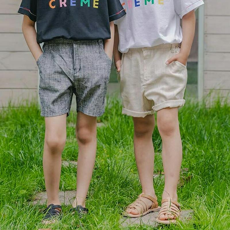 【新作10%OFF】バックゴムリネン混ショートパンツ・u03764 キッズ【3~8才】【pt】【パンツ ショートパンツ ショーパ