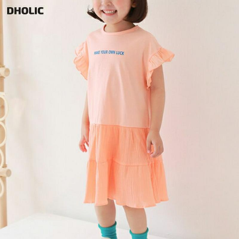 【新作10%OFF】リンクルティアード袖フリルワンピース u03614・キッズ 【3~8才】【ops】【韓国 ファッション ワン