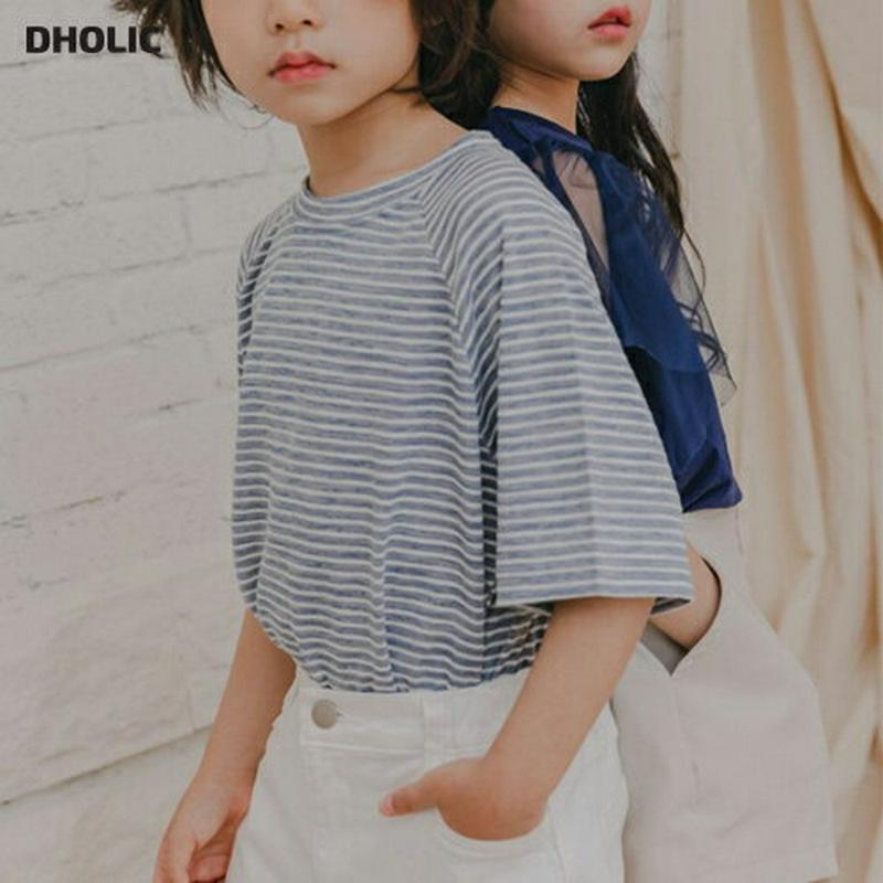 【新作10%OFF】ラグランスリーブボーダーTシャツ u03730・キッズ 【3~8才】【tops】【韓国 ファッション トップ