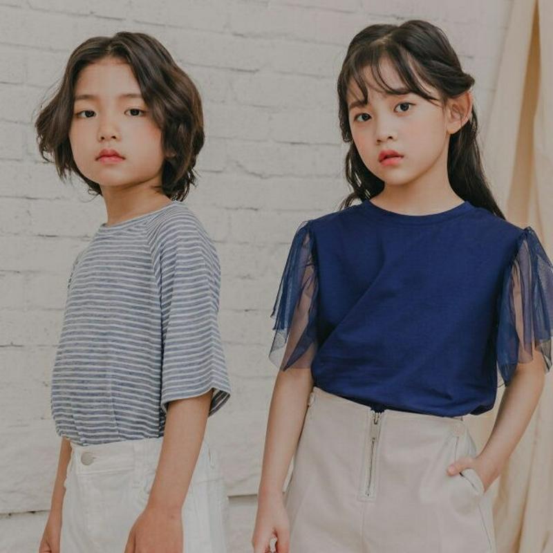 【新作10%OFF】ラグランスリーブボーダーTシャツ u03730・キッズ 【3~8才】【tops】【韓国 ファッション トップ