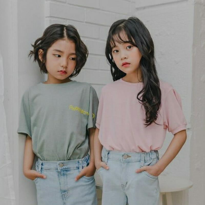 【新作10%OFF】タックスリーブTシャツ u03761・キッズ 【3~8才】【tops】【韓国 ファッション トップス Tシャ
