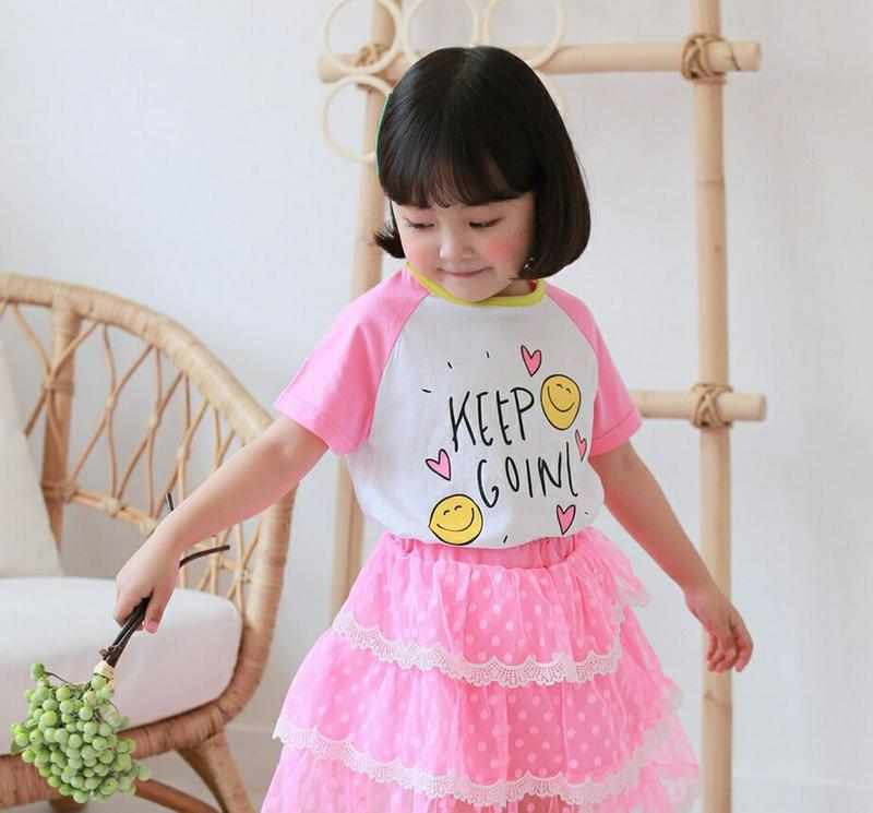 【新作10%OFF】SMILEラグランスリーブTシャツ u157779・キッズ 【3~8才】【tops】【韓国 ファッション ト