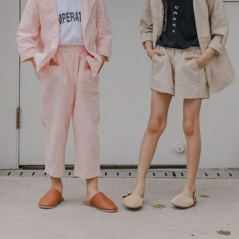 【新作10%OFF】リネン混パンツ・u03748 キッズ【3~8才】【pt】【パンツ ズボン ロングパンツ 長ズボン リネン 単
