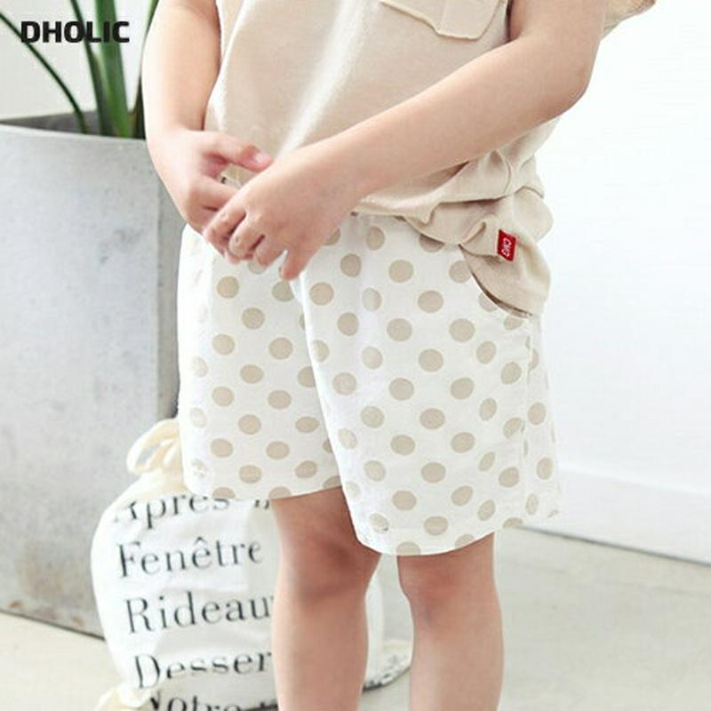ドット柄ハーフパンツ p003273・キッズ 【3~8才】【pt】【韓国 ファッション ボトムス パンツ ハーフ ショート 半ズボン 短パン ウエストゴム コットン100 女の子 男の子 ドット ラテカラー パターン 子供 子供服 小学生 ジュニア 夏】【KIDS】