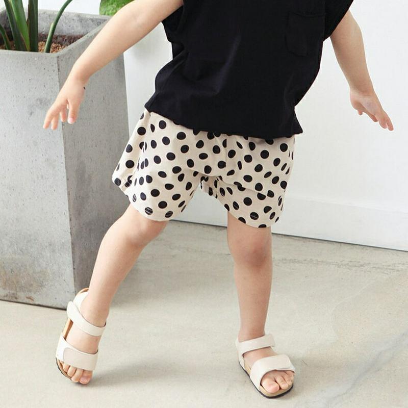 ドット柄ハーフパンツ p003273・キッズ 【3~8才】【pt】【韓国 ファッション ボトムス パンツ ハーフ ショート 半ズボン 短パン ウエストゴム コットン100 女の子 男の子 ドット ラテカラー パターン 子供 子供服 小学生 ジュニア 夏】【KIDS】