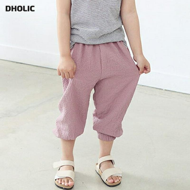 リネンリンクルクロップドパンツ p003269・キッズ 【3~8才】【pt】【韓国 ファッション ボトムス パンツ ロング クロップド 七分丈 7分丈 ウエストゴム リネン 麻100 女の子 男の子 無地 ラテカラー くすみ リンクル 子供 子供服 ジュニア 夏】【KIDS】