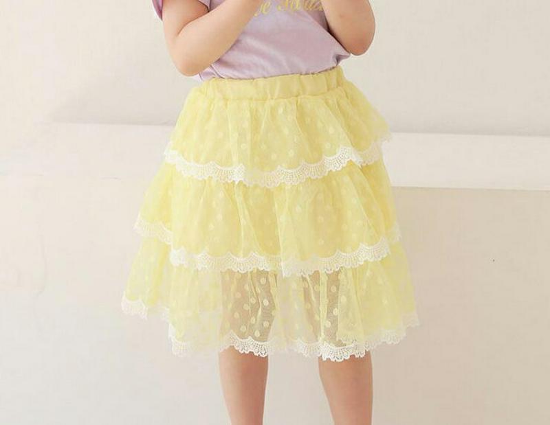 【新作10%OFF】ドットレースティアードスカート u03655・キッズ 【3~8才】【sk】【韓国 ファッション ボトムス ス