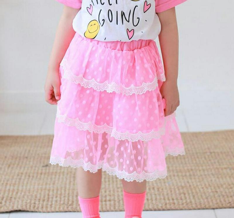 【新作10%OFF】ドットレースティアードスカート u03655・キッズ 【3~8才】【sk】【韓国 ファッション ボトムス ス