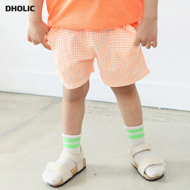 ネオンカラーショートパンツ p003271・キッズ 【3~8才】【pt】【韓国 ファッション ボトムス パンツ ハーフ ショート 半ズボン 短パン ウエストゴム コットン100 女の子 男の子 無地 ギンガムチェック ネオン 子供 子供服 小学生 ジュニア 夏】【KIDS】