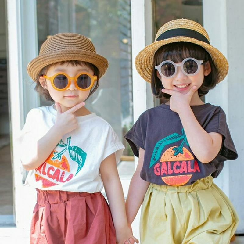 【新作10%OFF】オレンジプリントTシャツ u03496・キッズ 【3~8才】【tops】【韓国 ファッション トップス Tシ