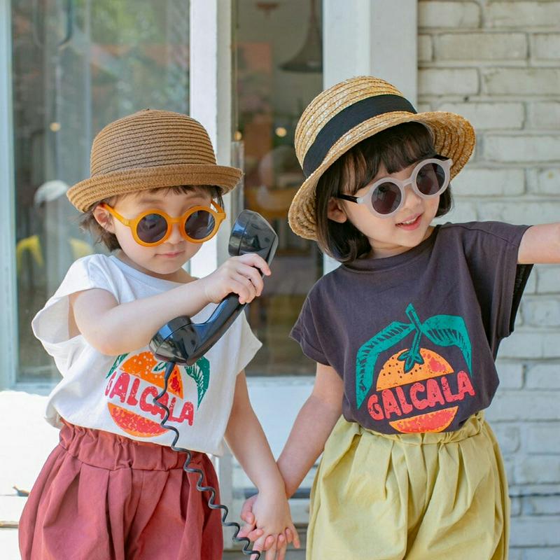 【新作10%OFF】オレンジプリントTシャツ u03496・キッズ 【3~8才】【tops】【韓国 ファッション トップス Tシ