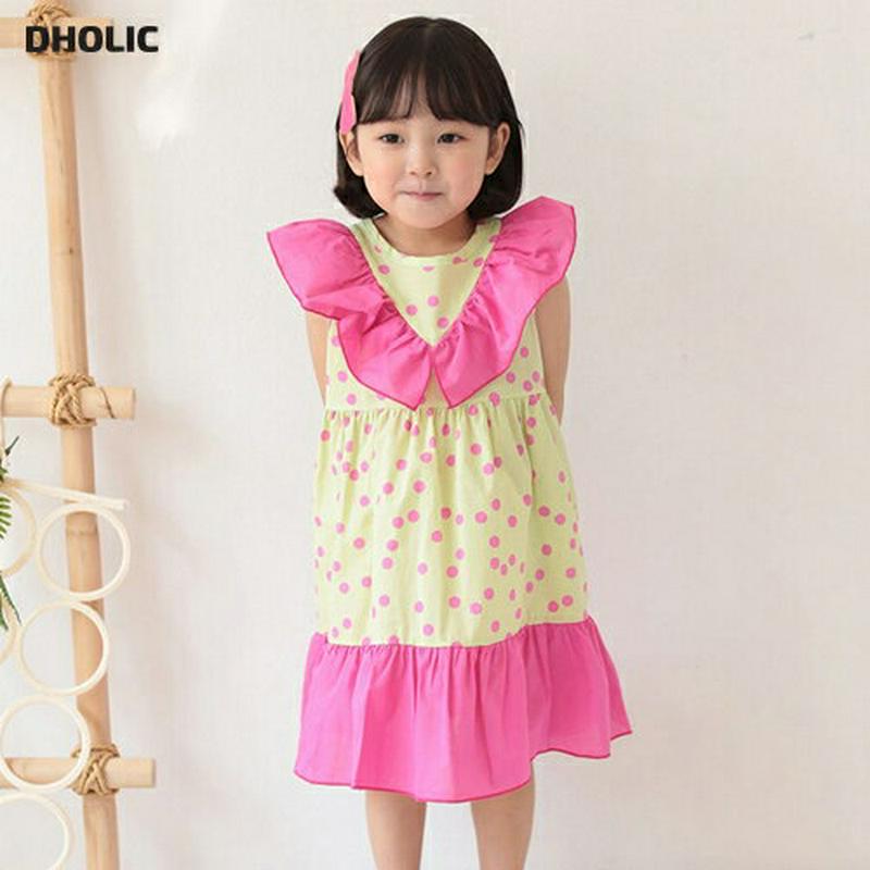 【新作10%OFF】配色ラッフルドットワンピース u03612・キッズ 【3~8才】【ops】【韓国 ファッション ワンピース 