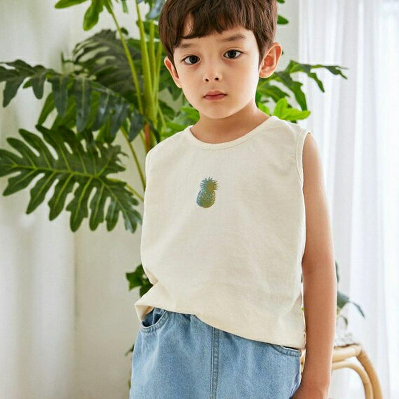 【新作10%OFF】パイナップルスリーブレス u03654・キッズ 【3~8才】【tops】【韓国 ファッション トップス カッ