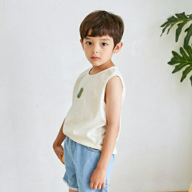 【新作10%OFF】パイナップルスリーブレス u03654・キッズ 【3~8才】【tops】【韓国 ファッション トップス カッ