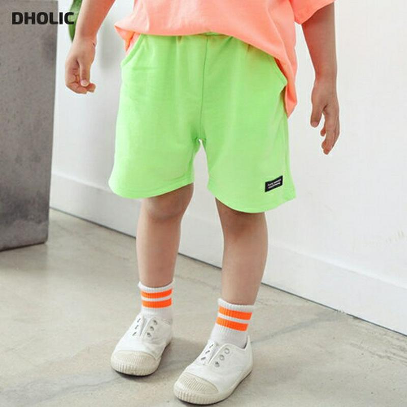 ネオンカラーハーフパンツ p003268・キッズ 【3~8才】【pt】【韓国 ファッション ボトムス パンツ ハーフ ショート 半ズボン 短パン ウエストゴム コットン100 女の子 男の子 無地 ネオン 子供 子供服 小学生 ジュニア 夏】【KIDS】