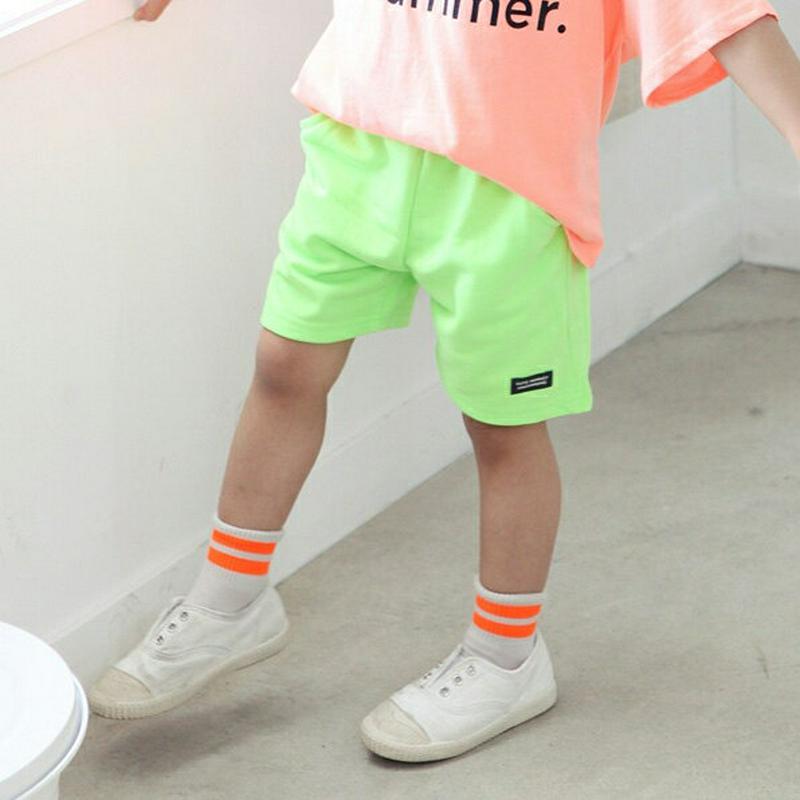 ネオンカラーハーフパンツ p003268・キッズ 【3~8才】【pt】【韓国 ファッション ボトムス パンツ ハーフ ショート 半ズボン 短パン ウエストゴム コットン100 女の子 男の子 無地 ネオン 子供 子供服 小学生 ジュニア 夏】【KIDS】