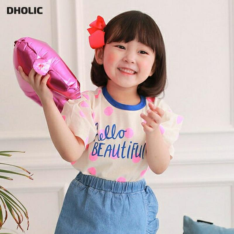 【新作10%OFF】ドットレタリングパフTシャツ u03659・キッズ 【3~8才】【tops】【韓国 ファッション トップス 