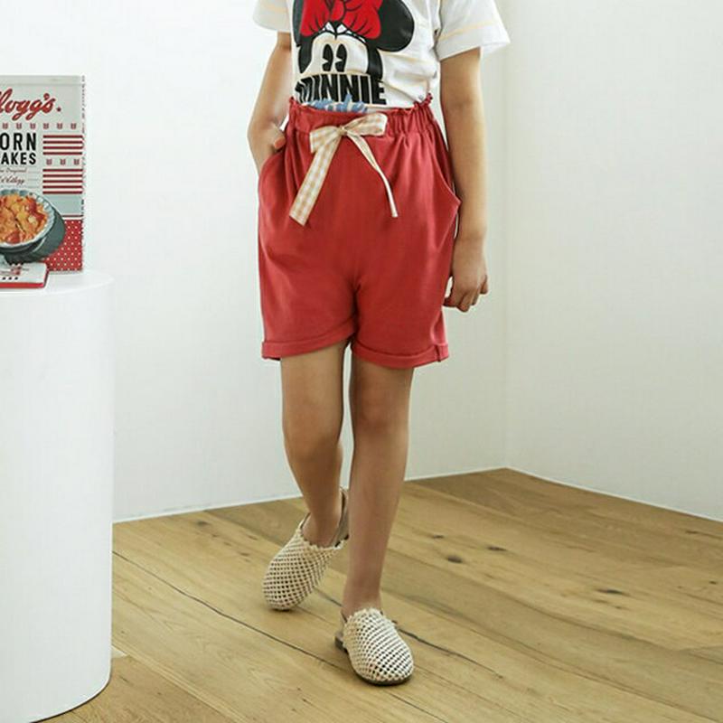 ロールヘムチェックリボンパンツ・p003709 キッズ【3~8才】【pt】【パンツ 半ズボン ハーフパンツ ズボン リボン りぼ