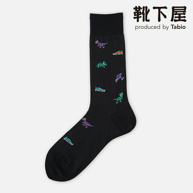【あす楽】50%OFF【Tabio MEN】 メンズ 恐竜ランニング柄レギュラーソックス / 靴下屋 靴下 タビオ くつ下 クルー メンズ 日本製 2101sl