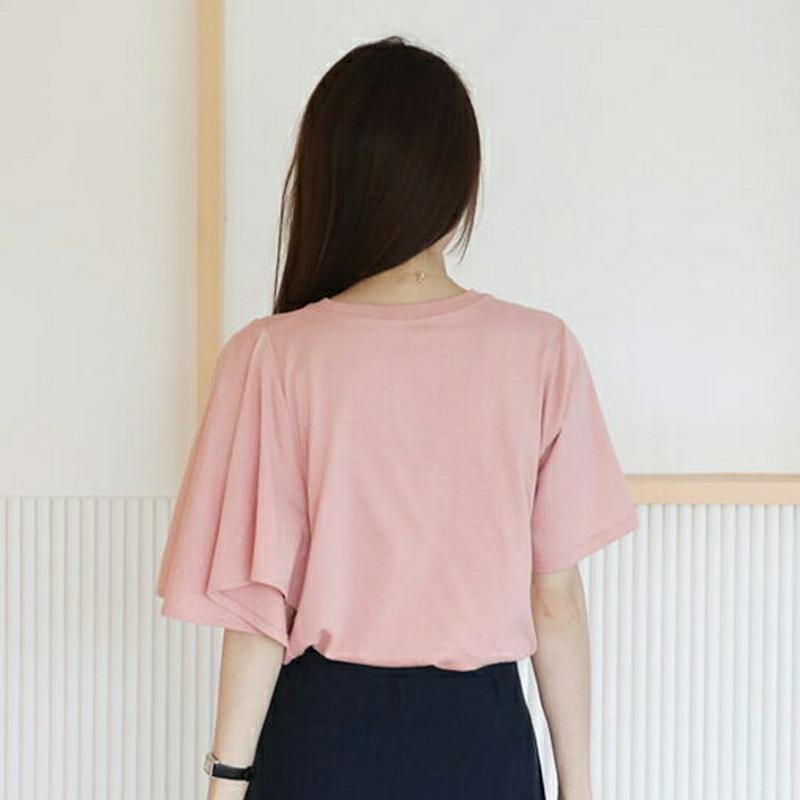 【新作10%OFF】アシメスリーブTシャツ・全3色・b62914 レディース【tops】【韓国 ファッション トップス Tシャツ