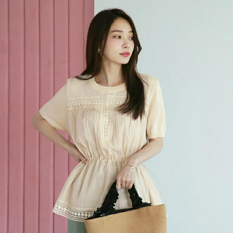 【新作10%OFF】レースラインドロストTシャツ・全3色・b62932 レディース【tops】【韓国 ファッション トップス T