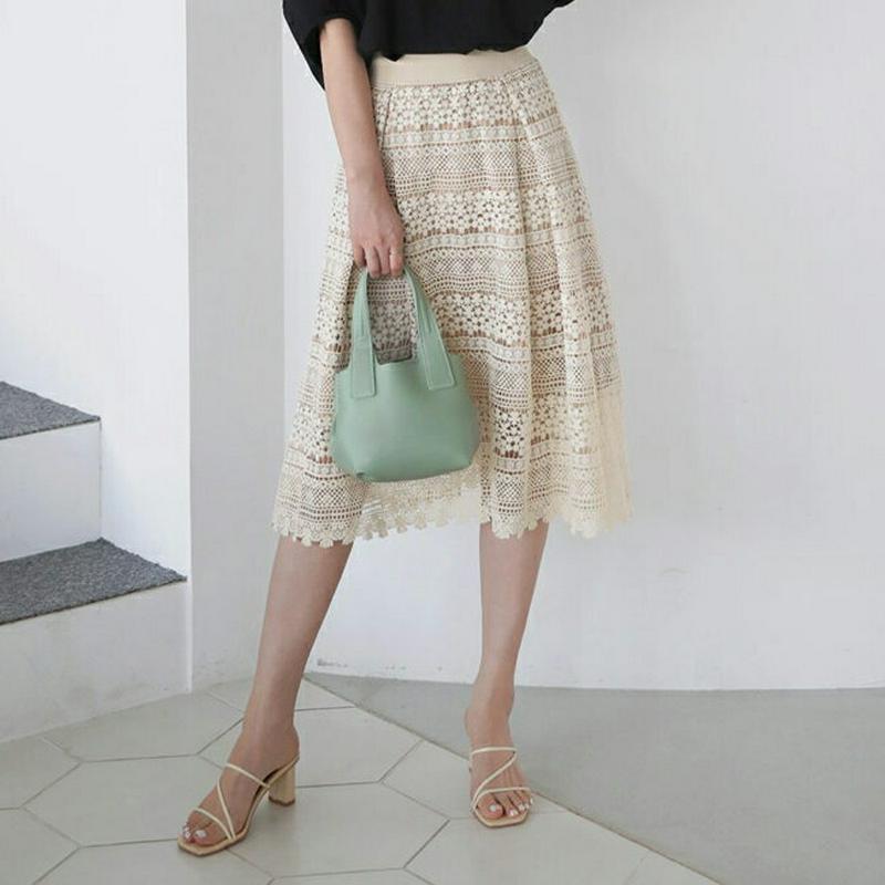 【新作10%OFF】タックレーススカート・全3色・b62937 レディース【sk】【韓国 ファッション スカート ミディ丈 ミデ