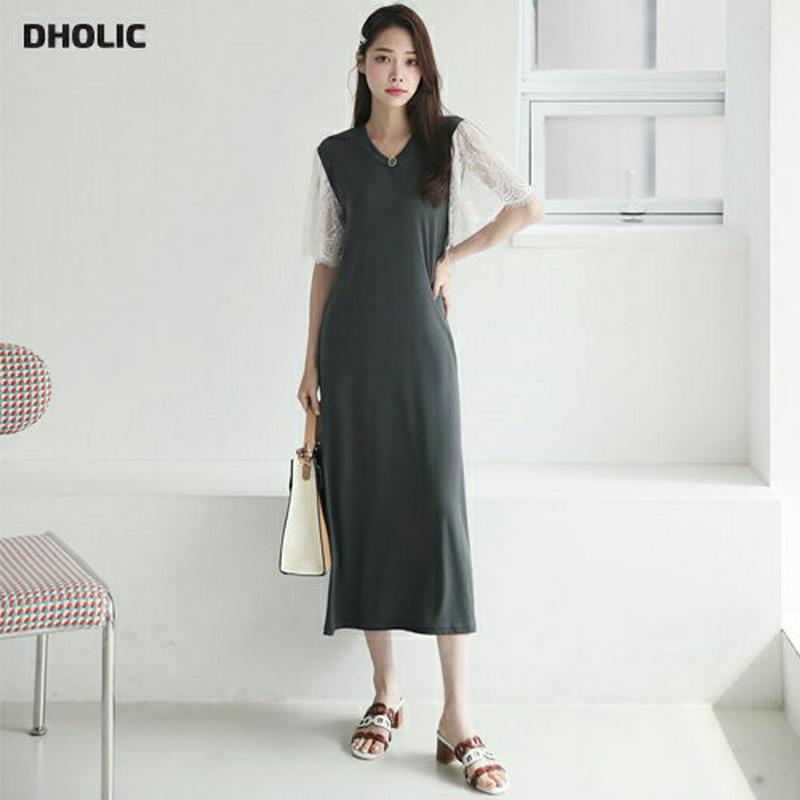 【新作10%OFF】レーススリーブワンピース・全2色・b62928 レディース【ops】【韓国 ファッション ワンピース ロング