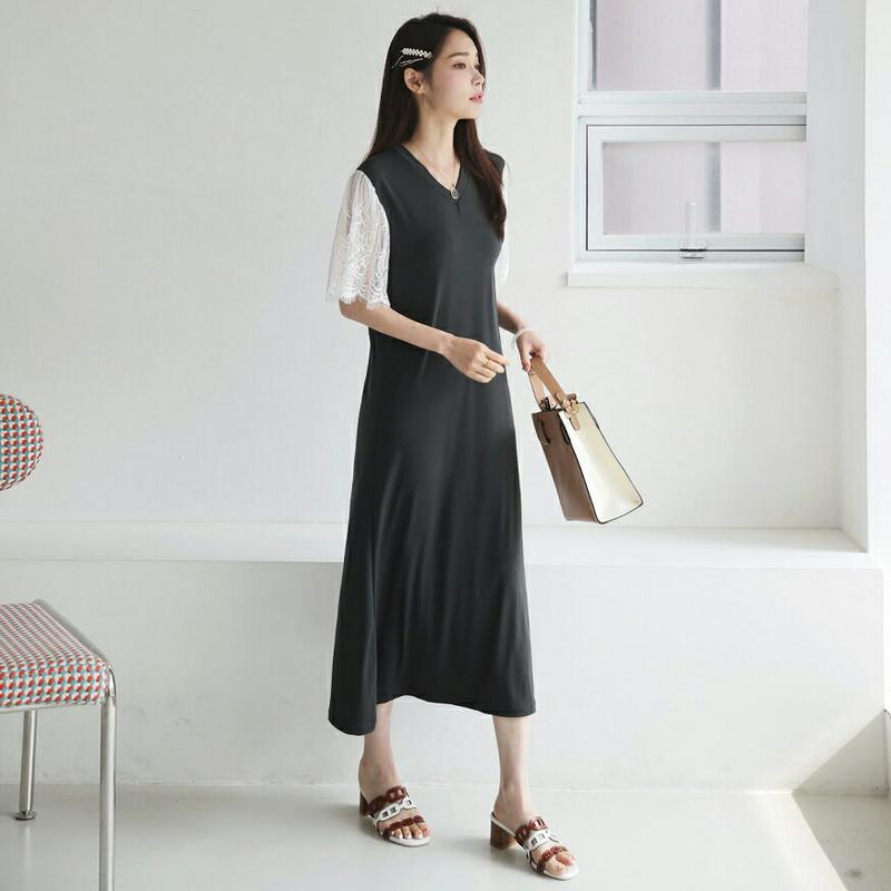 【新作10%OFF】レーススリーブワンピース・全2色・b62928 レディース【ops】【韓国 ファッション ワンピース ロング