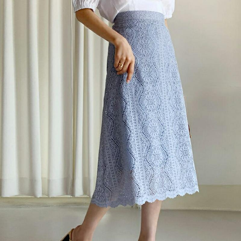 【新作10%OFF】Aラインウェーブレーススカート・全3色・b60210 レディース【sk】【韓国 ファッションボトムス レース
