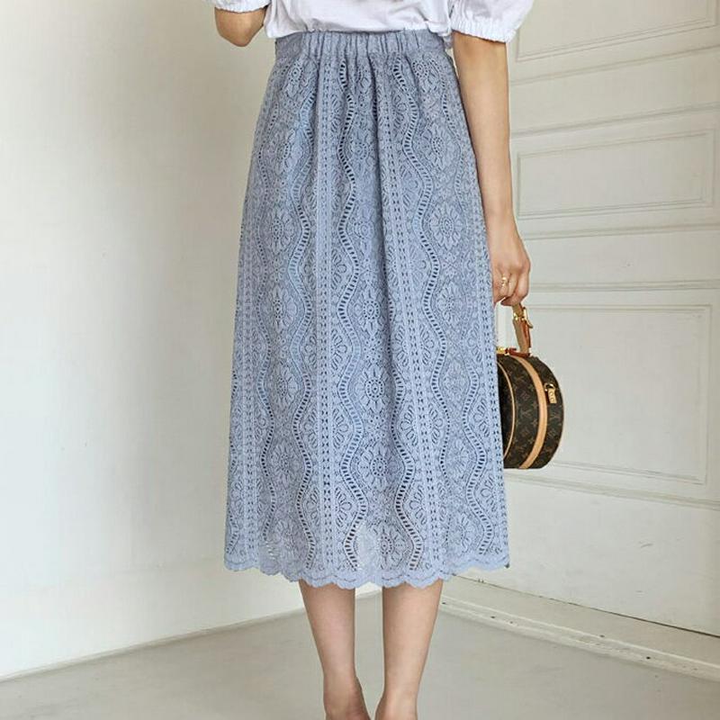 【新作10%OFF】Aラインウェーブレーススカート・全3色・b60210 レディース【sk】【韓国 ファッションボトムス レース