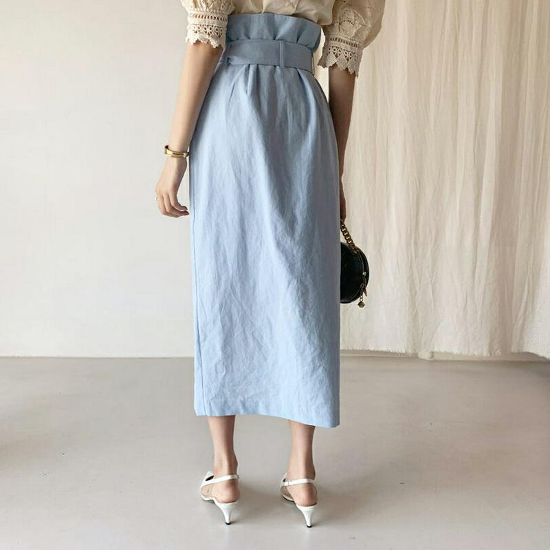 【新作10%OFF】ベルト付Hラインロングスカート・全2色・t60211 レディース【sk】【韓国 ファッション ボトムス ロン