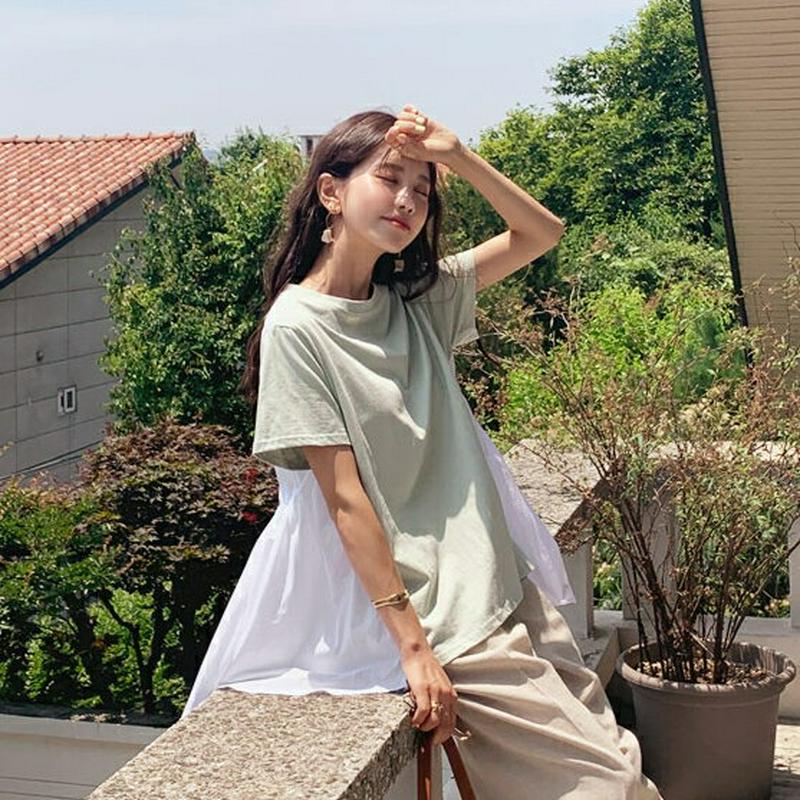 【新作10%OFF】バックフレアTシャツ・全4色・b60191 レディース【tops】【韓国 ファッション トップス 半袖 ハー