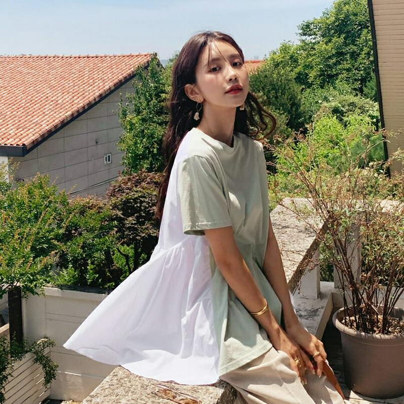 【新作10%OFF】バックフレアTシャツ・全4色・b60191 レディース【tops】【韓国 ファッション トップス 半袖 ハー