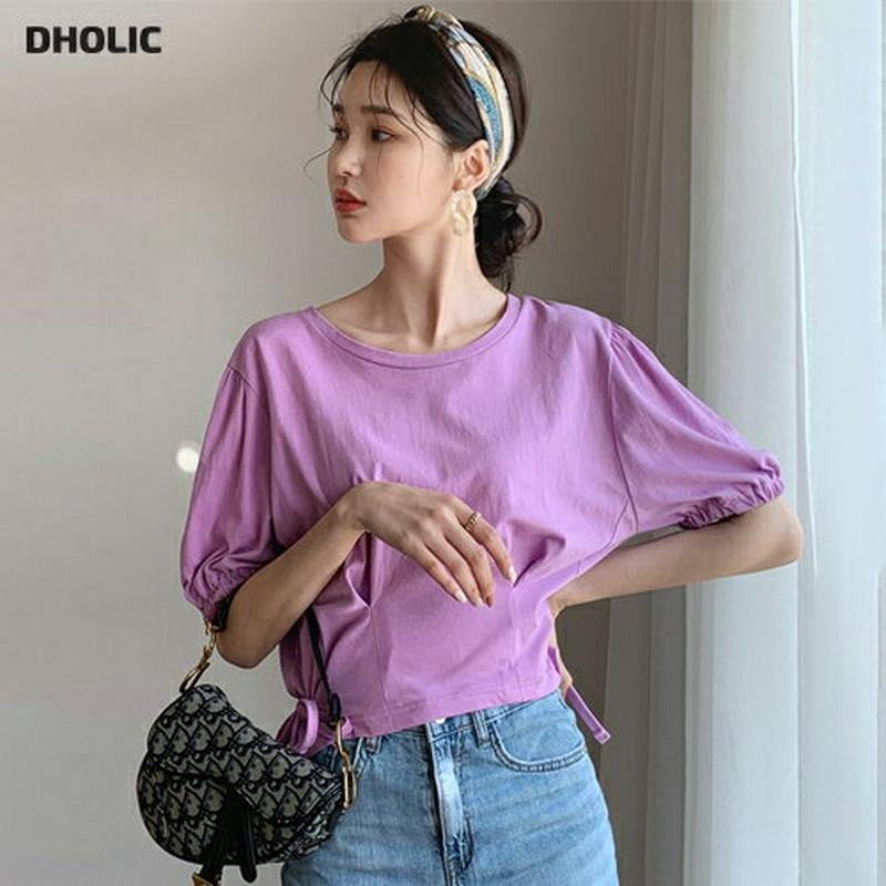 【新作10%OFF】サイドリボンパフTシャツ・全3色・t60187 レディース【tops】【韓国 ファッション トップス 半袖 