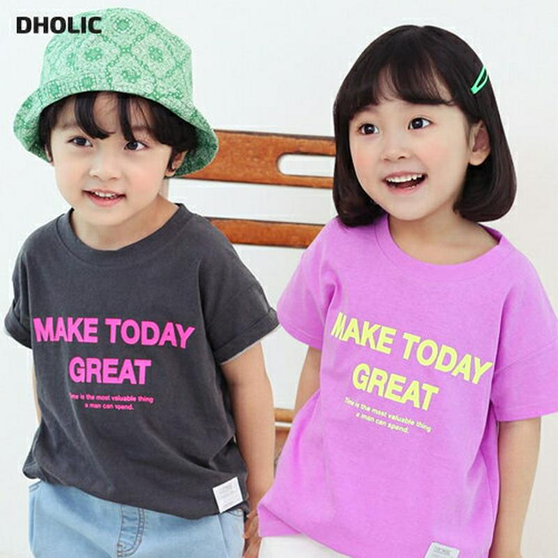 MAKE半袖Tシャツ・p004208・キッズ 【3~8才】【tops】【韓国 ファッション トップス Tシャツ カットソー 半袖 ハーフスリーブ ルーズ ゆったり 女の子 男の子 レタリング コットン100 子供 子供服 小学生 ジュニア 夏】【KIDS】