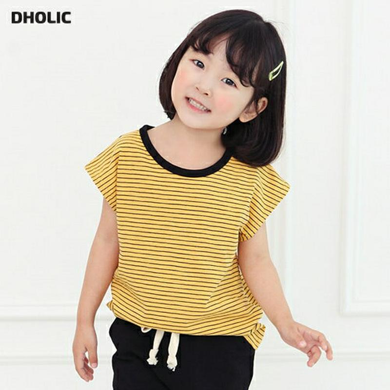 ボーダー半袖Tシャツ・p004205・キッズ 【3~8才】【tops】【韓国 ファッション トップス Tシャツ カットソー 半袖 ハーフスリーブ ルーズ ゆったり 女の子 男の子 ボーダー コットン100 子供 子供服 小学生 ジュニア 夏】【KIDS】