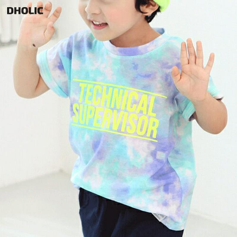レタリングタイダイTシャツ・p004218・キッズ 【3~8才】【tops】【韓国 ファッション トップス Tシャツ カットソー 半袖 ハーフスリーブ ルーズ ゆったり 女の子 男の子 レタリング コットン100 タイダイ パステル 子供 子供服 ジュニア 夏】【KIDS】