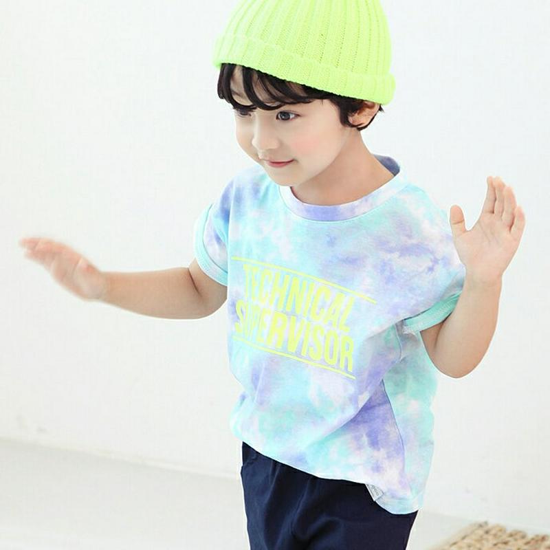レタリングタイダイTシャツ・p004218・キッズ 【3~8才】【tops】【韓国 ファッション トップス Tシャツ カットソー 半袖 ハーフスリーブ ルーズ ゆったり 女の子 男の子 レタリング コットン100 タイダイ パステル 子供 子供服 ジュニア 夏】【KIDS】
