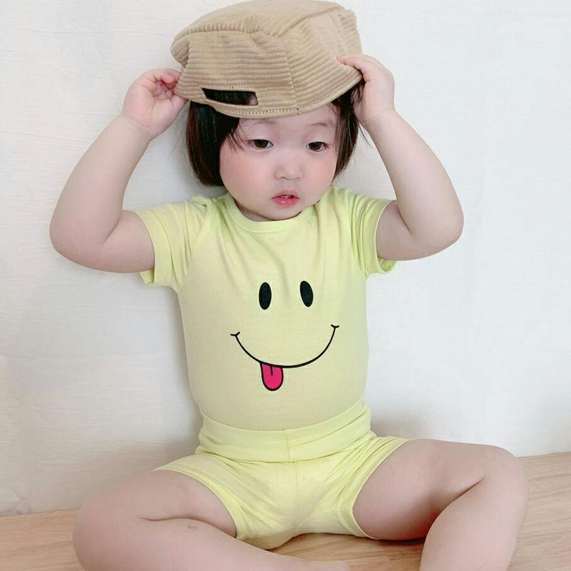 【新作10%OFF】スマイルTシャツ&パンツSET・u04036・キッズ 【3~8才】【SET】【韓国 ファッション セットアッ