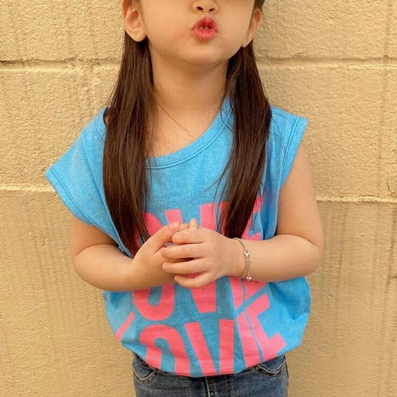 【新作10%OFF】LOVEネオンスリーブレス・u04033・キッズ 【3~8才】【tops】【韓国 ファッション トップス T
