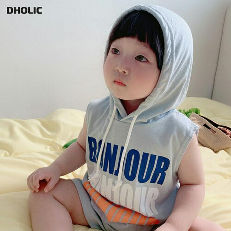 【新作10%OFF】Bonjourフードスリーブレス上下SET・u04000・キッズ 【3~8才】【SET】【韓国 ファッション