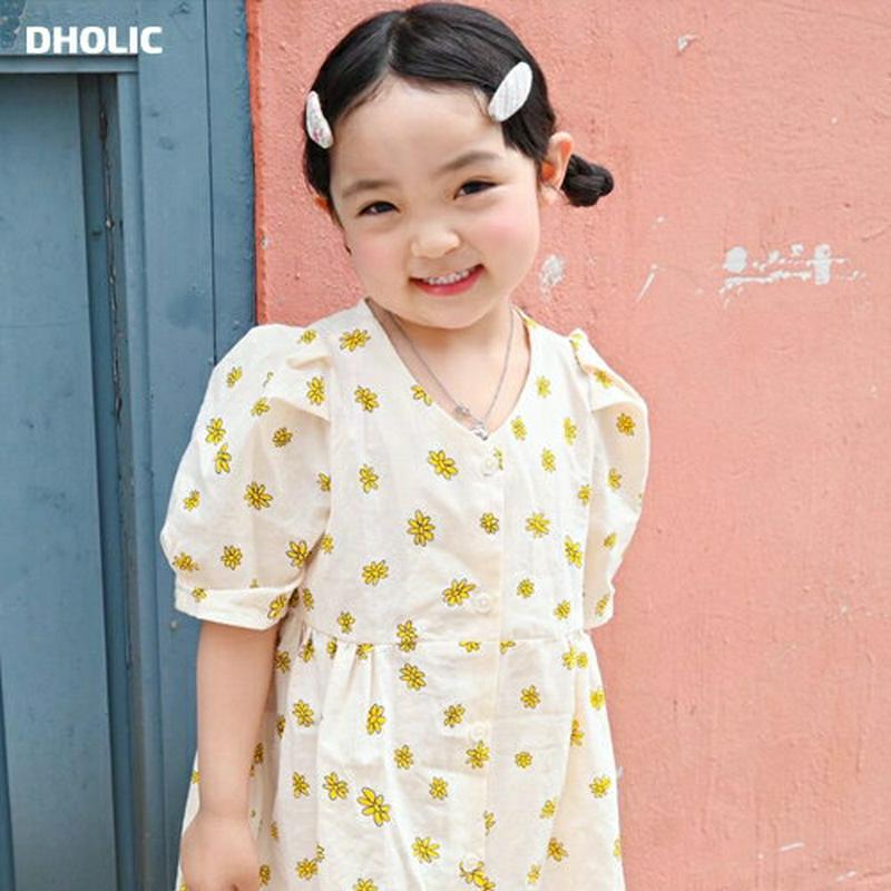 【新作10%OFF】フロントボタン花柄ワンピース・u03998・キッズ 【3~8才】【ops】【韓国 ファッション ワンピース 