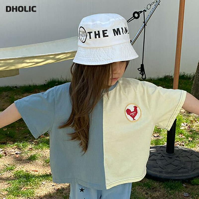 【新作10%OFF】ChickenワッペンバイカラーTシャツ・u03856・キッズ 【3~8才】【tops】【韓国 ファッション