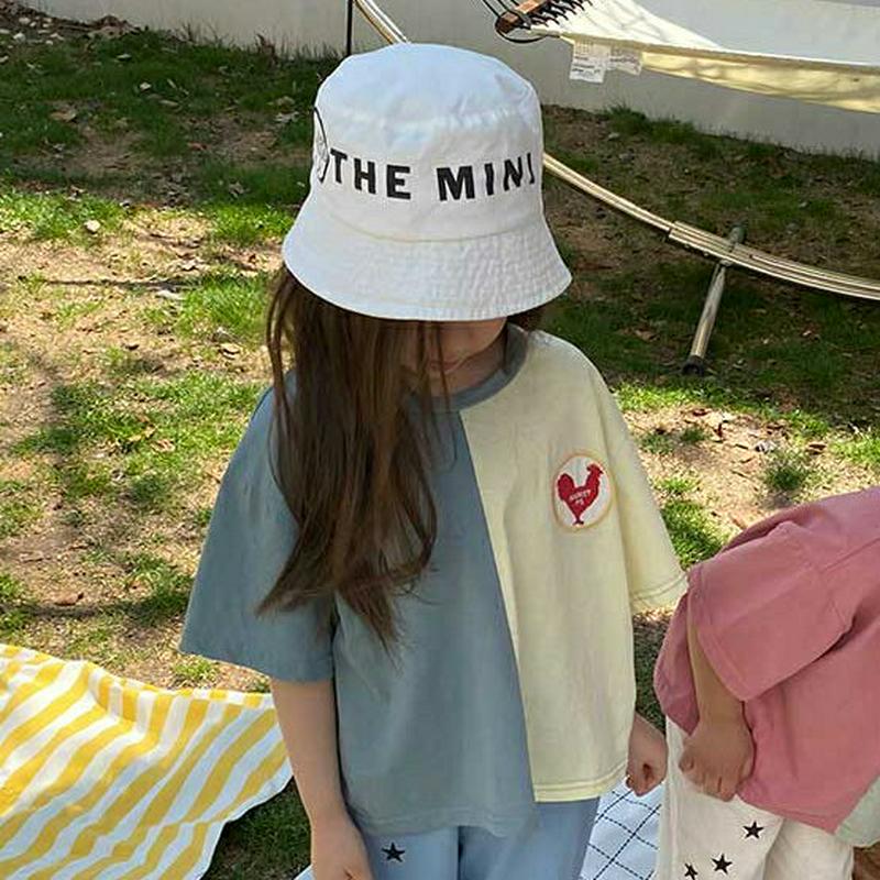 【新作10%OFF】ChickenワッペンバイカラーTシャツ・u03856・キッズ 【3~8才】【tops】【韓国 ファッション