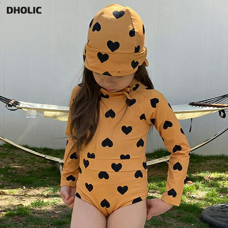 【新作10%OFF】ハート柄水着・u03926・キッズ 【3~8才】【bw】【韓国 ファッション 水着 ワンピース スイムウェア