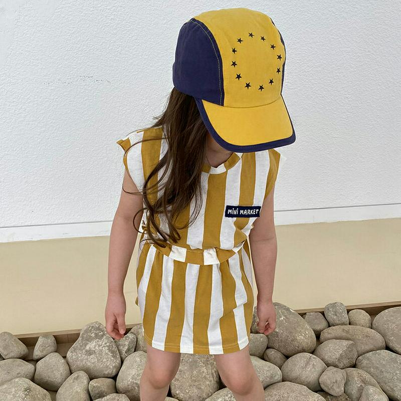 【新作10%OFF】ワッペンストライプ上下SET・u03895・キッズ 【3~8才】【SET】【韓国 ファッション セットアップ