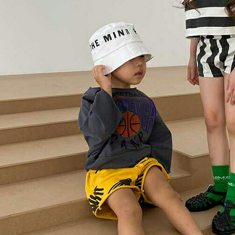 【新作10%OFF】BasketロゴTシャツ・u03855・キッズ 【3~8才】【tops】【韓国 ファッション トップス Tシ