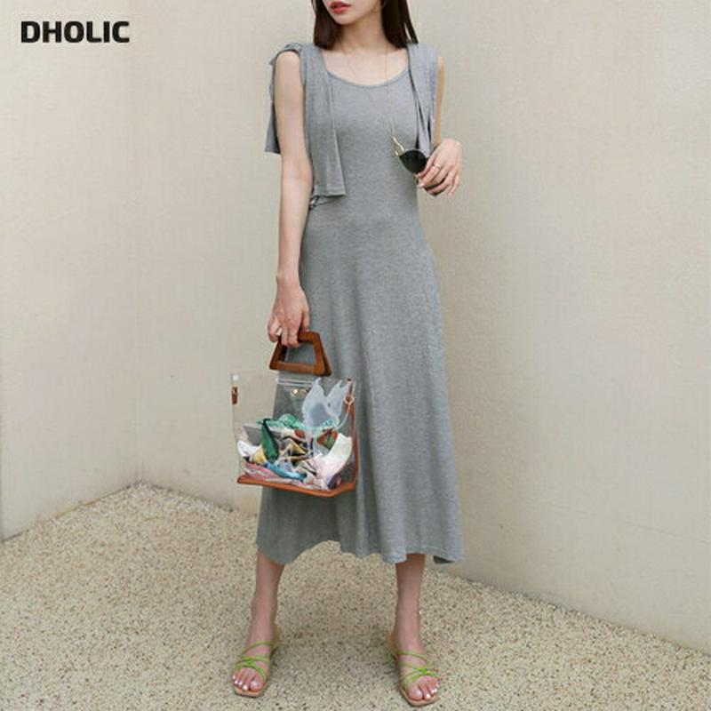 リブカーディガン&ワンピースSET・全2色・t62896 レディース【ops】【韓国 ファッション セット set ワンピース 